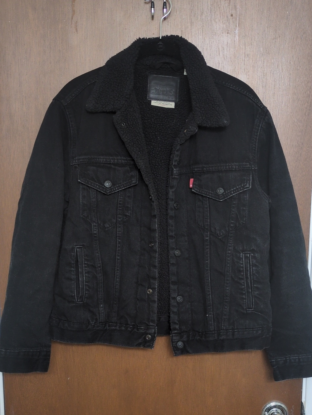 Black Sherpa-Lined Denim Jacket